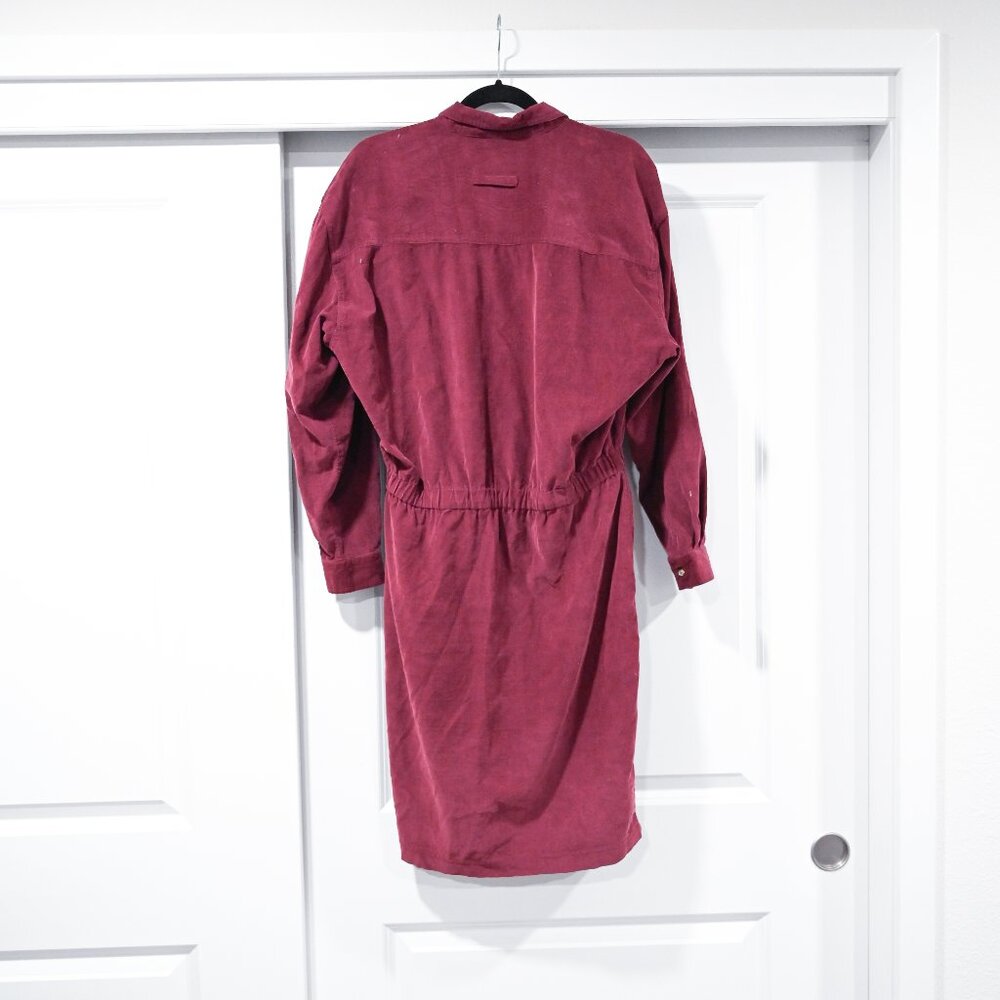 Eddie Bauer Size Large Vintage Corduroy Maroon Prairie Midi Dress - Picture 6 of 8